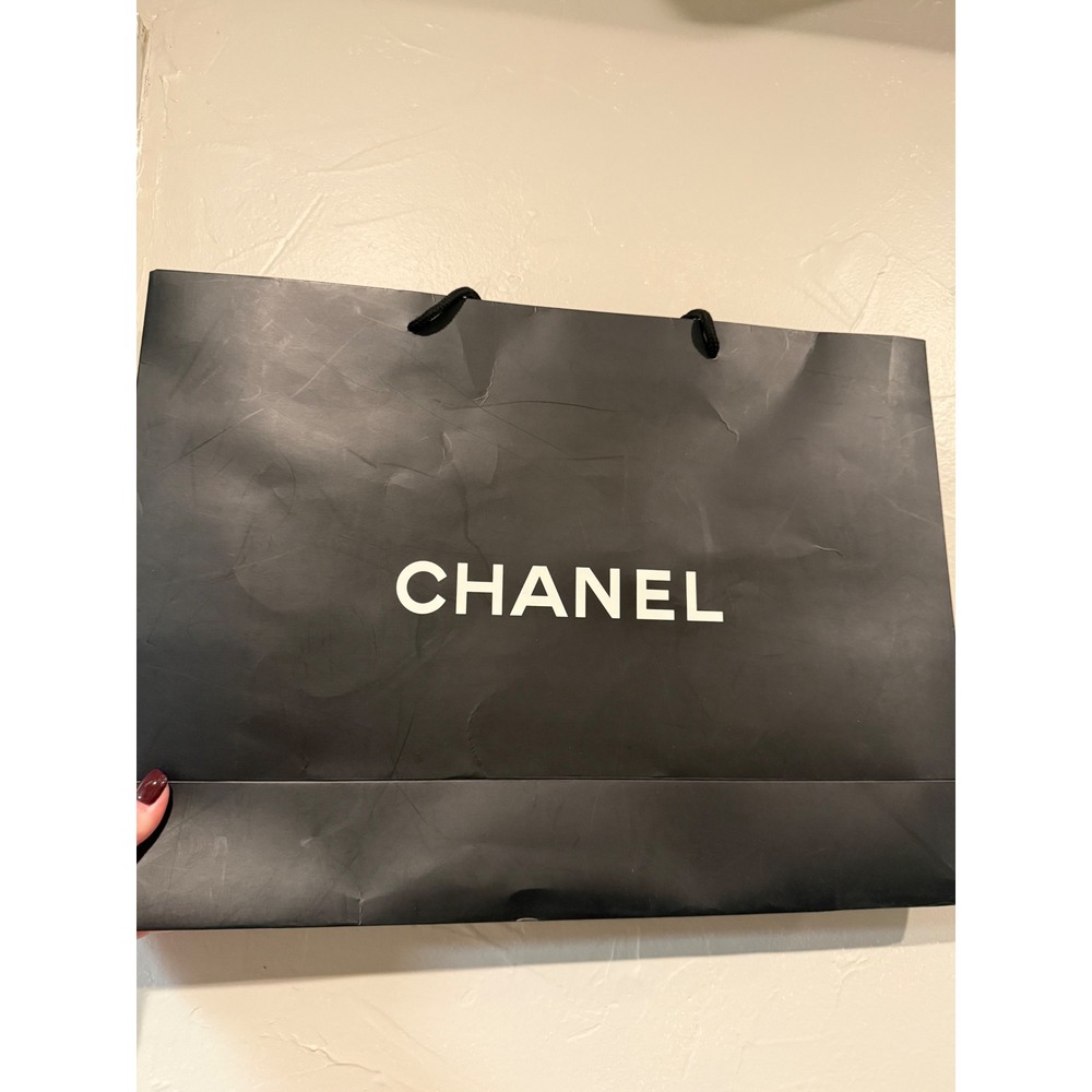 Chanel Shopping Bag Unisex Large Black Good Authentic Designer Gift Bag Logo